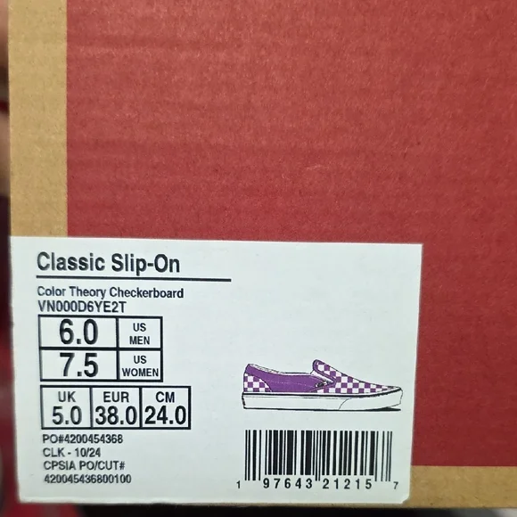 Vans Classic Slip-On – Color Theory Checkerboard – Men’s 6.0 / Women’s 7.5 - Picture 2 of 6
